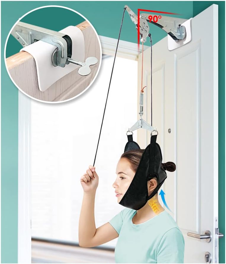 Over Door Neck Traction Device Cervical Pain Relief Neck Stretcher Decompression Devices for Home Use Physical Therapy Aids Hanging Head Hammock Traction Harness