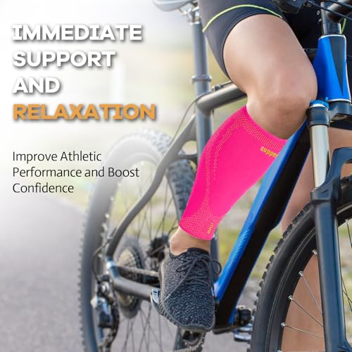 Image of Copper Calf Compression Sleeves for Men Women, Shin Splint Relief, Grip
