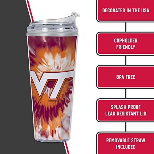 Image of Rico Industries NCAA Glitter 24oz Acrylic Glitter Tumbler with Hinged Lid, Officially Licensed Double Wall Tumbler with Straw