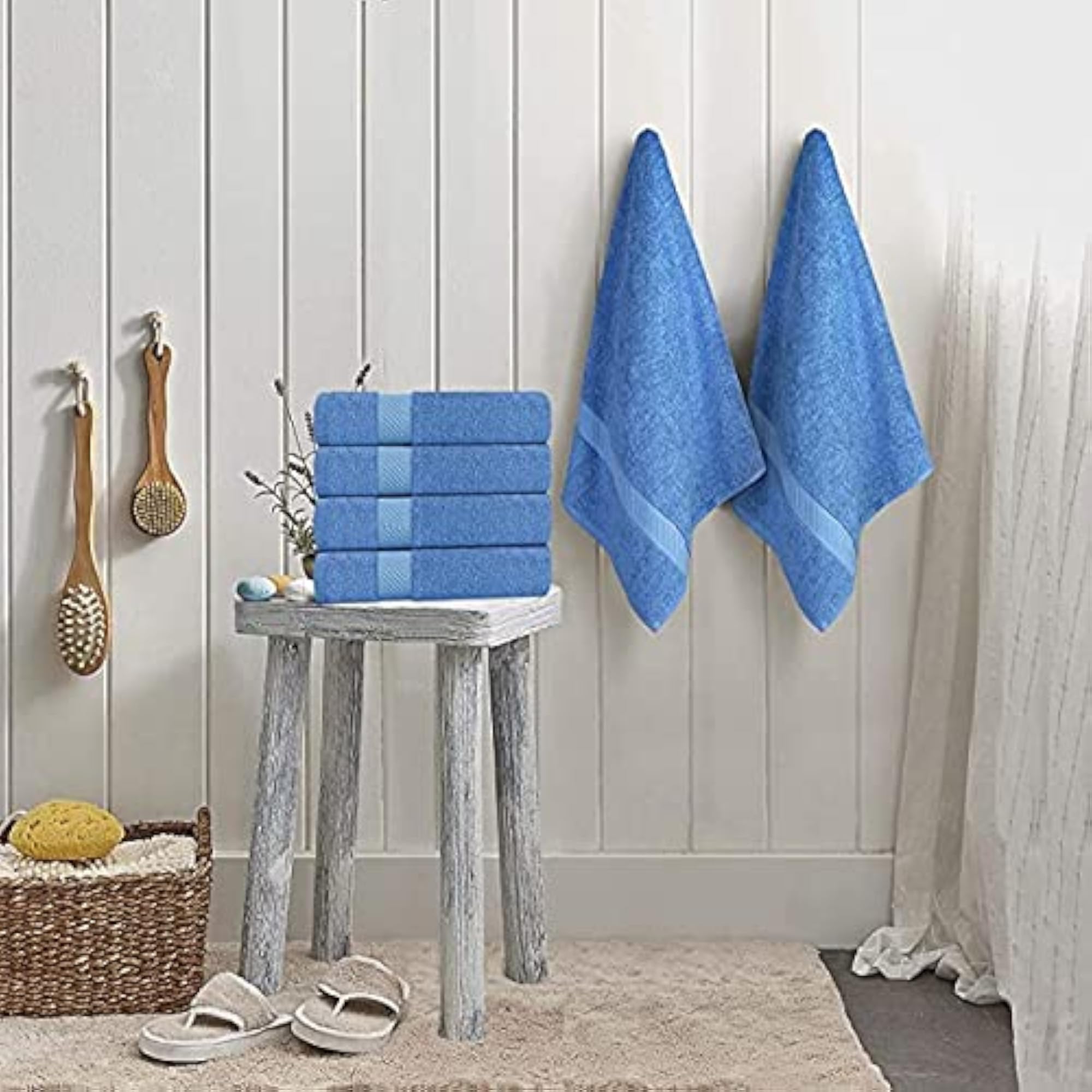 Cotton Bath Towels, 24"x46", Blue Gift