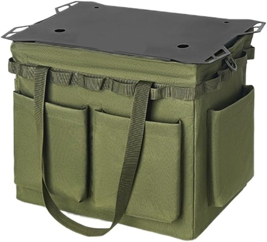 Multifunctional Outdoor Camping Bag with Detachable Table Board, Large Capacity Tool Storage for Picnic Travel(Black bag and table)