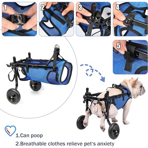 Cadeira de rodas para cães para pernas traseiras, cadeira de rodas ajustável para animais de estimaç