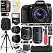 Canon EOS 80D Digital SLR Kit with EF-S 18-55mm f/3.5-5.6 Image Stabilization STM & Canon EF-S 55-250mm Lens + Polaroid .43x Super Wide Angle & 2.2X HD Telephoto Lens + Memory Cards + Accessory Bundle