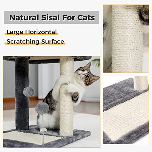 PAWZ Road Cat Scratching Post Bed, Small Cat Tree Tower with Cat Scratcher Pad Large Top Removable Bed with Play Ball Great for Kittens and Cats - Thumbnail 3