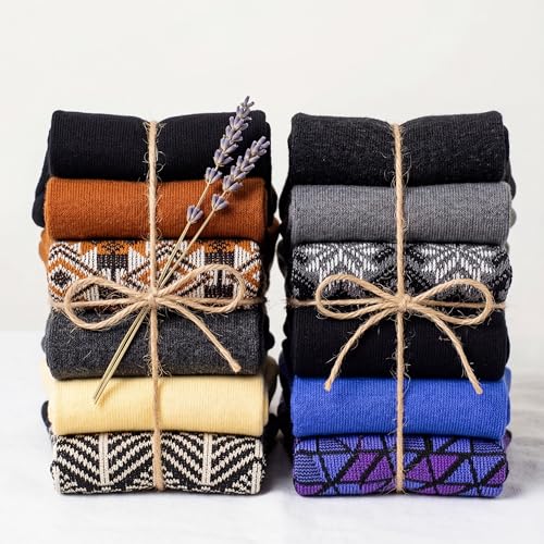 Image of Tipi Toe Women's Fun Patterned Dress Socks, 12-Pack Lightweight Colorful Crew Socks, Casual Novelty Assorted Designs