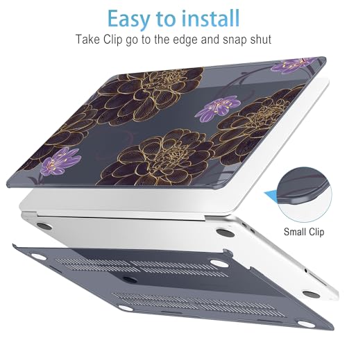 Mektron Case for 2026 MacBook Neo 13-inch A18 Pro chip A3404 Laptop Cover with 13-inch (Diagonal) Liquid Retina Display+ Keyboard Cover+ Screen Protector, Golden Dahlia Flowers - image 5