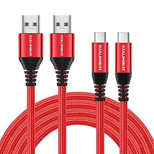 USB Type C Cable, [1FT 2-Pack], USB-A to Type-C Braided Fast Charging Cord, Power Bank, Portable Charger Cable, Compatible with Sony XZ, LG V50 V20 G5 G6, HTC 10, Moto Z Z3, Go Pro, Docking Station