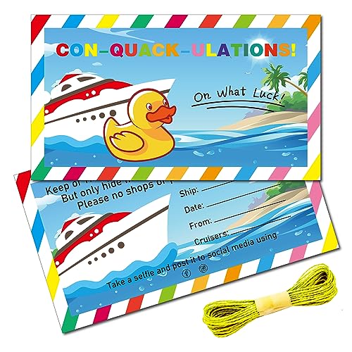 CREATCABIN 50Pcs You've Been Ducked Cards Cruising Rubber Duck Tag Cruise Duck Tags Card Yacht Ducking DIY Jeep Duck Card with Hole and Twine for Rubber Duck Jeeps Car Decor 3.5x2Inch-ConQuackulations