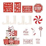 Weihnachtliches Etagere Deko Set,Tisch Dekoration Als Mittelstück | Schild - Für Die Dekoration Im Zuhause Esszimmer Küche Theke Kaminsims Und Neujahrsfeiertag