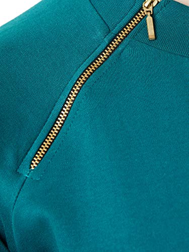 Image of Miss Chase Women's Turquoise Solid Cotton Sweatshirt
