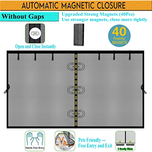 Image of Magnetic Garage Door Screen 12x10ft for 1 Car Doors Durable Fiberglass Heavy Duty Mesh Magnetic Net, Pets Friendly Retractable Carport Garage Patio (Black, 12x10ft)