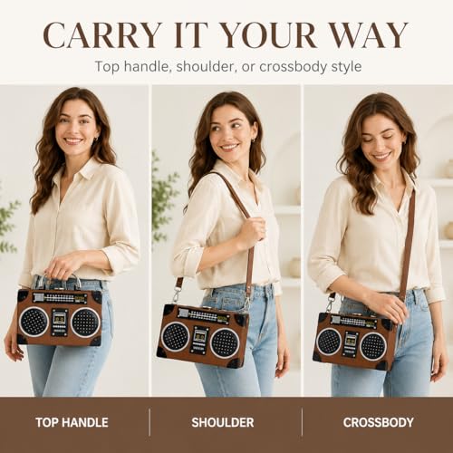 Image of QZUnique Tape Shaped Shoulder Bag Radio Recorder PU Crossbody Bag Women's Retro Evening Bag Handbag Clutch Purse
