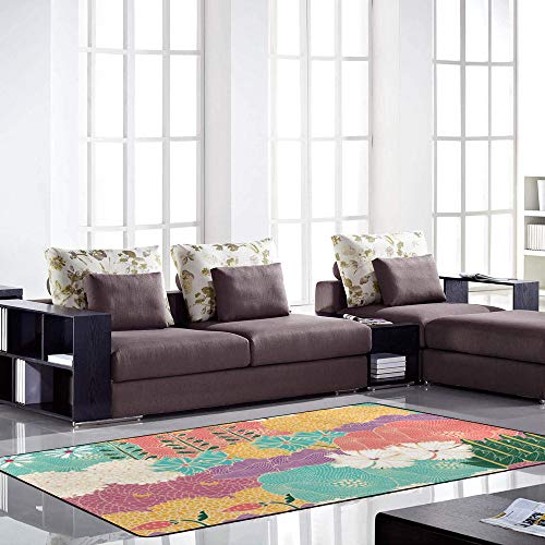 Tapis coloré abstrait lavable et résistant pour sublimer le sol de la salle à manger - 4