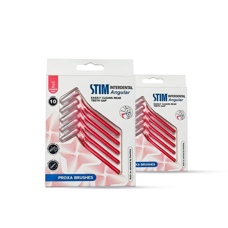STIM Interdental Angular Brush for Narrow Gaps, Implants and Crowns | Deep Cleaning Between Teeth, Dentist Recommended, Made in India (Red, Pack of 2-20 Brushes) (B0DCGCWMD4) Amazon Price History, Amazon Price Tracker