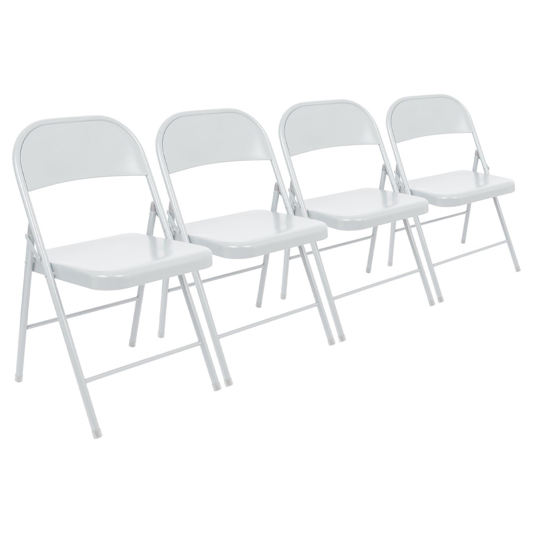 Harbour Housewares White Metal Folding Chairs with Rubber Bumper Feet - Pack of 4 - Matte Lightweight Foldable Desk Chair Metal Garden Seats for Indoor, Outdoor Activities, Guests, Conferences — image 1