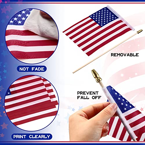 200 Pcs 4 X 6 Inch American Flags On Stick Small Usa Stick Flags Mini Us Handheld Stick Flags With Safety Spear Top For 4Th Of July Parades Festival Events Independence Day Party Supplies #TOP2