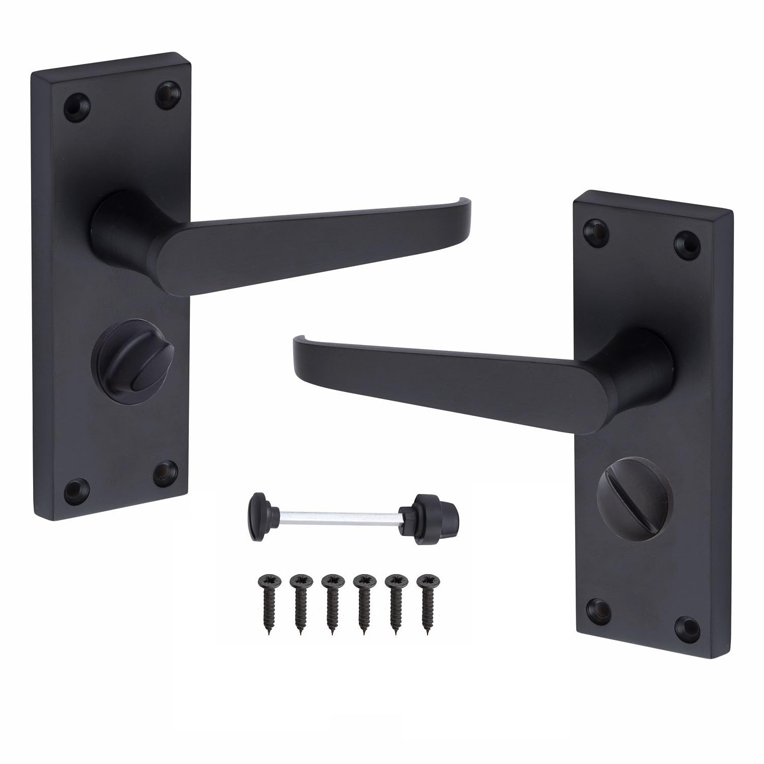 Golden Grace Victorian Straight Privacy Handles Set Matt Black