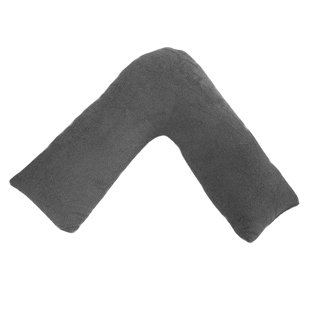 Lancashire Textiles Charcoal Grey V Shaped Pillow – Teddy Fleece, Hollowfibre Filling, Supportive Pillow For Sitting Up, Relaxing, Or Sleeping, Made In Britain (, 66Cm X 36Cm X 33Cm)