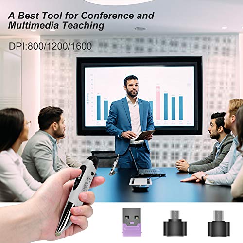 Lychee Pocket Pen Mouse Rechargeable, Left/Right-Handed Optical Ergonomic Mouse With Bluetooth And Stylus Function (Grey) #TOP5