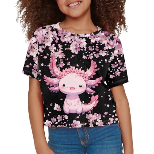 Image of Kids Crop Top Short Sleeve T-Shirts for Girls Size 5-14
