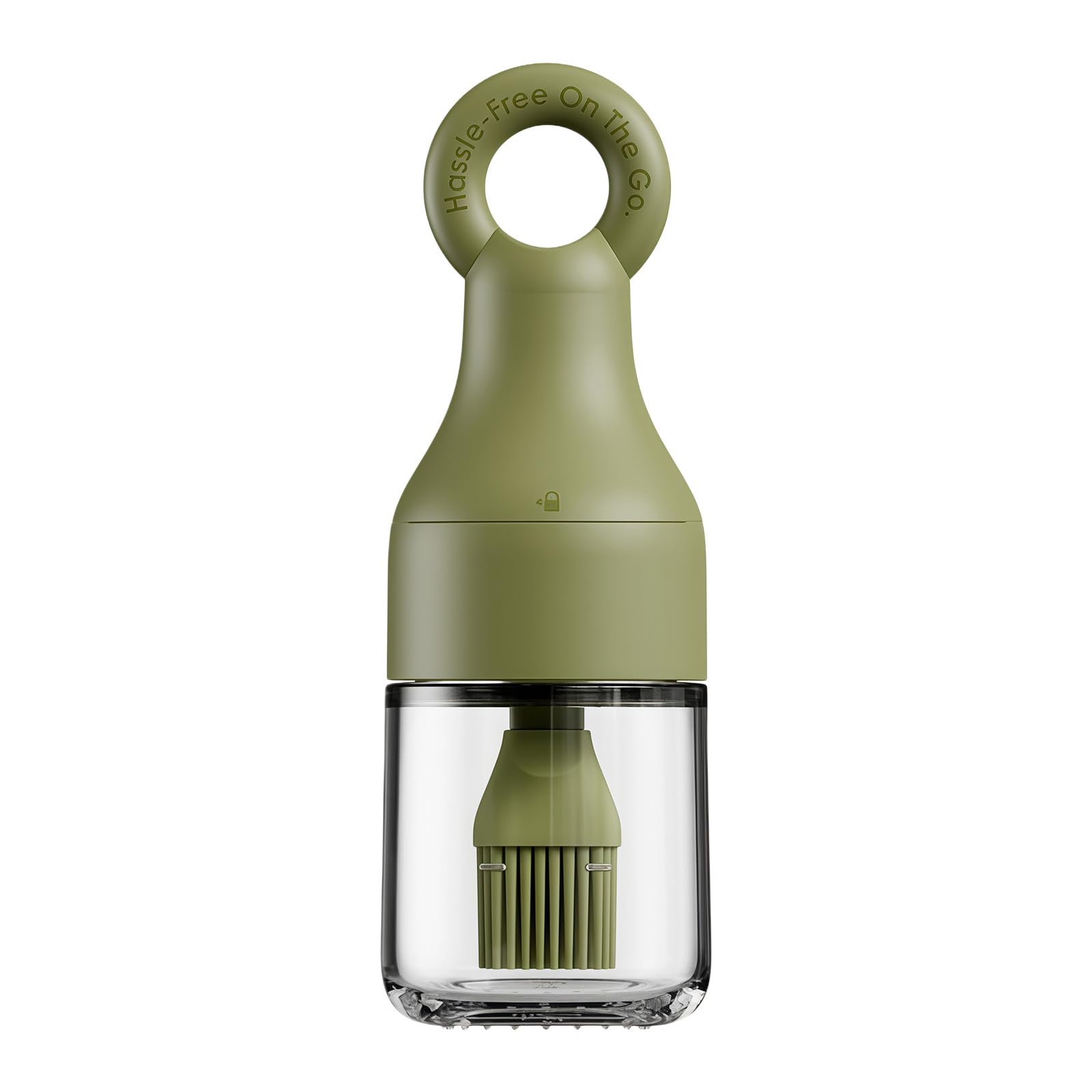 SXRQ Temperatures Resistant Silicone Basting Tool with Glass Container Ergonomic Oil Brush and Dispenser Set Silicone Oil Brush Dispenser