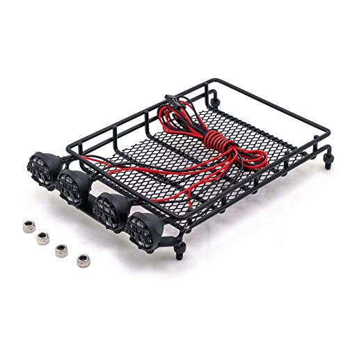 Facibom for MN D90 D99 MN90 MN99S 1/12 RC Car Upgrade Parts Metal Luggage Carrier Tray Roof Rack with LED Light Accessories - Thumbnail 3