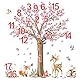 decalmile Wandsticker Kirschblüte Rosa Baum Groß Wandtattoo Waldtiere Hirsche Fuchs Hase Wandaufkleber Kinderzimmer Babyzimmer Schlafzimmer Wanddeko