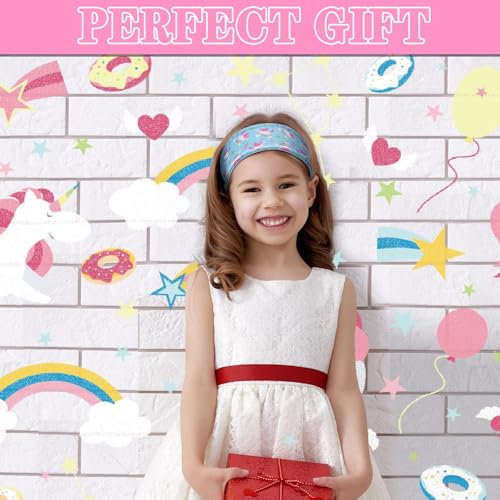Image of SNOWIE Soft 6Pcs Unicorn Sports Headband for Kids, Sweat-Wicking Stretch
