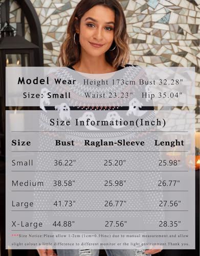 Image of Women's Fair Isle Sweaters Long Sleeve Crew Neck Loose Casual Halloween Pullover Sweater Black Medium