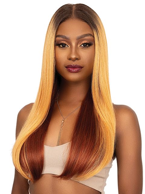Janet Collection melt HD 360 HUMAN HAIR BLEND PRIME UNIMIX Hand-Tied 13X6 Frontal Baby Hair Transparent Lace GLUELESS APIA WIG (COLOR# DR CARAMEL)