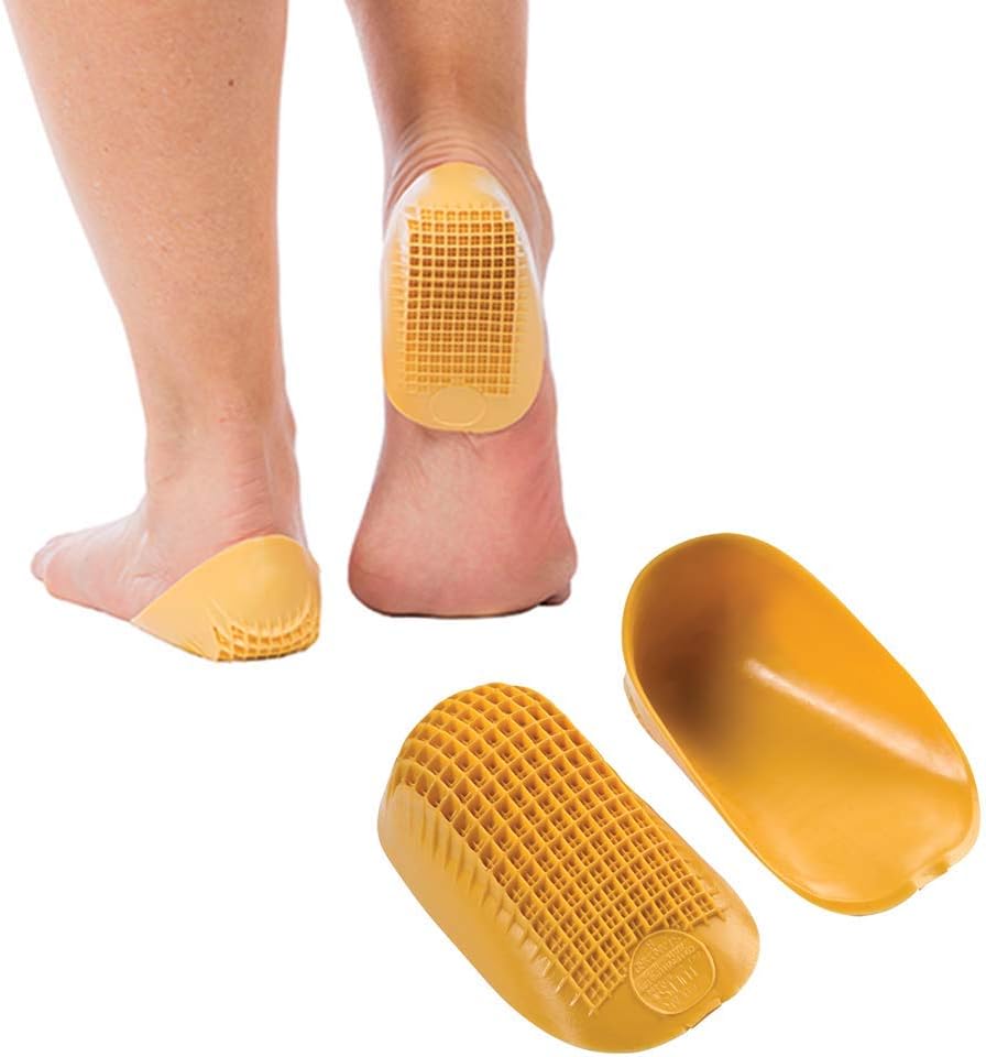Tuli's Classic Heel Cups, Cushion Insert for Plantar Fasciitis, Shock Absorption, and Heel Pain Relief, Yellow, 2 Pairs, Regular