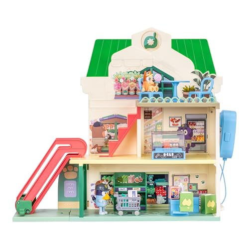 Bluey and Bingo Supermarket Playset with Escalator, Pretend Play Toys for Toddlers, Sounds and 15 Pieces, Bluey Grocery Store Playset