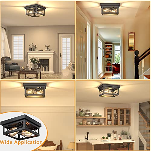 Aolloa 2-Light Semi Flush Mount Ceiling Light Fixture, Farmhouse Square Industrial Ceiling Light Ul Certified, Vintage Ceiling Lamp Fixture For Hallway, Kitchen, Dining Room, Bedroom (1 Pack) #TOP5