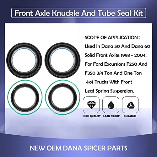 For Ford 1998 1999 2000 2001 2002 2003 2004 F250 F350 F450 F550,Superduty Dana 50 And 60,Front Axle Knuckle And Tube Seal Kit #TOP1