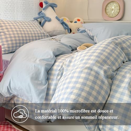 Housse de couette 220x240 bleu azur pour s'endormir sereinement dans un nid de douceur douce