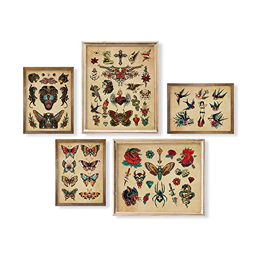 Tattoo Poster Picture - Vintage Tattoo Flash Wall Art & Decor - Gifts For Tattooist - Tattoo Shop Wall Decor - Oddity And Curiosity Decor - Tattoo Room Decoration - Old School Tattoo Art #TOP24
