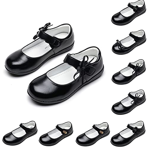 Children Shoes Student Shoes Single Soes Children Performance Princess Doudou Small Leather Shoes Girls Mary Jane Shoes (Black, 10.5-11 Years Big Kids)3