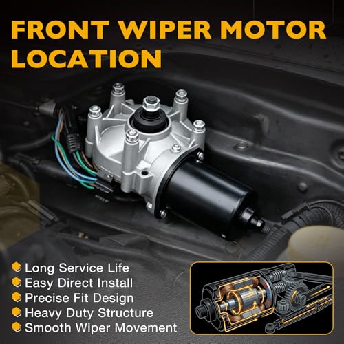 Image of Upgraded Front Windshield Wiper Motor Compatible with 2008-2014 Ford, Lincoln & Mercury Models, F-150 Explorer Escape Focus Mustang Taurus Expedition Flex MKS Navigator, Replace 402067 8G1Z17508A