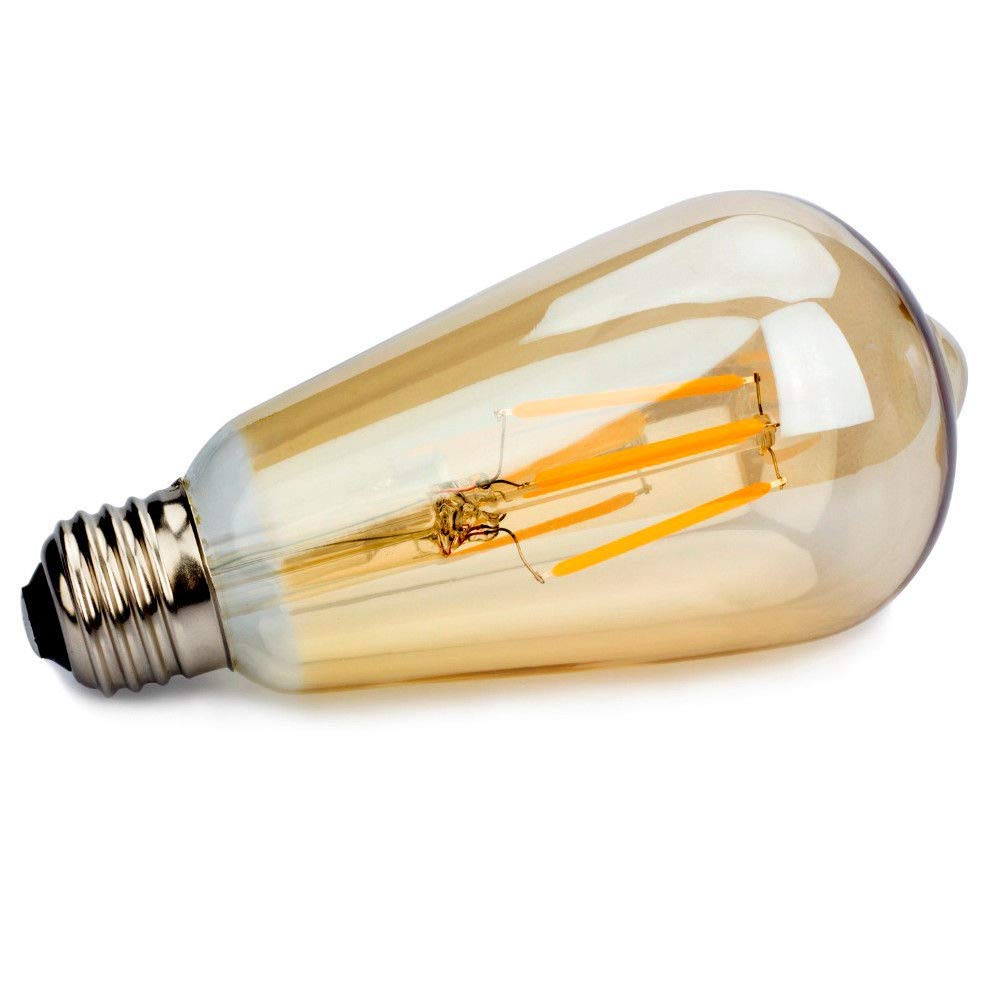 RZL Lighting, Paquete de 20, Bombilla LED Vintage AC220V Edison ST64 Fuente de luz Colgante Amarilla cálida teñida en Verde Azulado(6W)