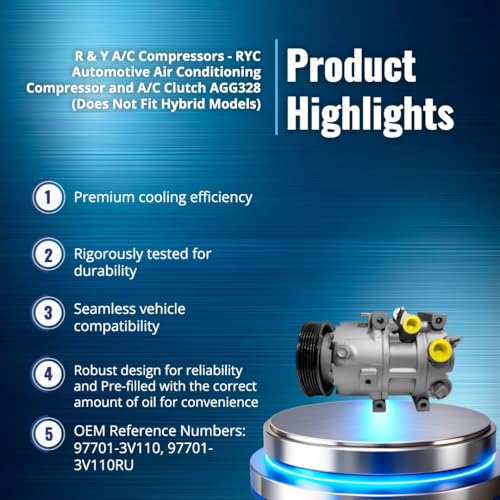 Image of RYC Remanufactured Car Air Conditioner AC Compressor and A /C Clutch AGG328 (Does Not Fit Hybrid Models)