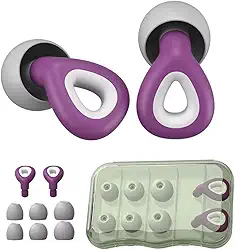 Tampões de Ouvido de Silicone Reutilizáveis - Protetor Auricular Com 3 Pontas para Dormir/Estudar (Roxo, Tamanho único)