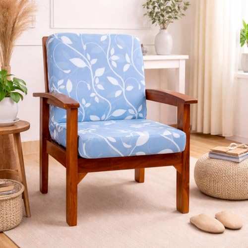 Image of STITCHNEST 'Contour Fit Series' Stretchable Printed Wooden Sofa Cover (Pack of 6) - Elastic Wooden Chair Cover | Wooden Sofa Seat Cover | Size - 20-21 x 20-21 x 3-5 in