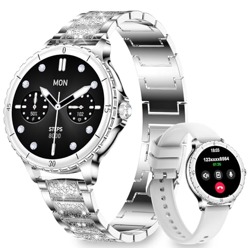 Montre Connectée Femme avec Appel Bluetooth, 1.27 Smartwatch avec Bracelet Diamant, Compatible...