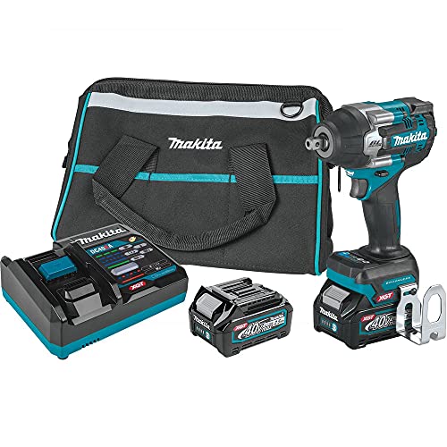 Makita 40V Max Xgt Impact Wrench Kit Brushless Cordless 4 Speed Mid Torque 1/2 inches Sq. Drive With Detent Anvil