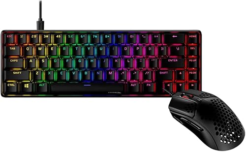 HyperX Teclado mecánico para juegos 4P5D6AA Alloy Origins 65 (diseño de EE. UU.), paquete con mouse HyperX Pulsefire Haste (negro)