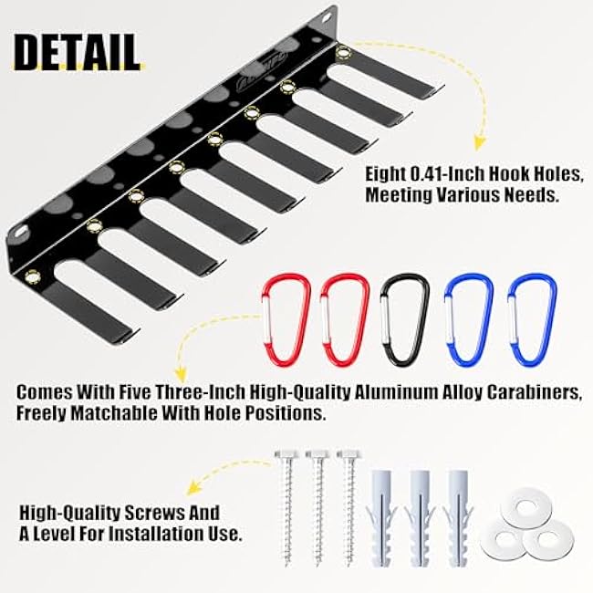 Wall-Mounted Gym Organizer, Barbell Holder Wall Mount, Resistance Band Storage Rack, Home Gym Accessories Holder