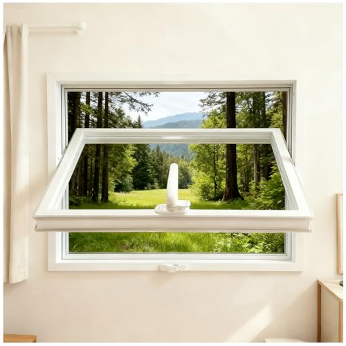 Windows for houses, 360° Rotatable Window, Tempered Glass Embedded Metal Frame Window for House, Garage, Bathroom, Basement, Office (White, 36 * 24in)