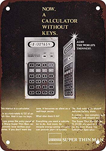 Image of Metal Tin Sign 8X12 Inches 1977 Sharp Super Thin Man Calculator Coffee House Or Home Metal