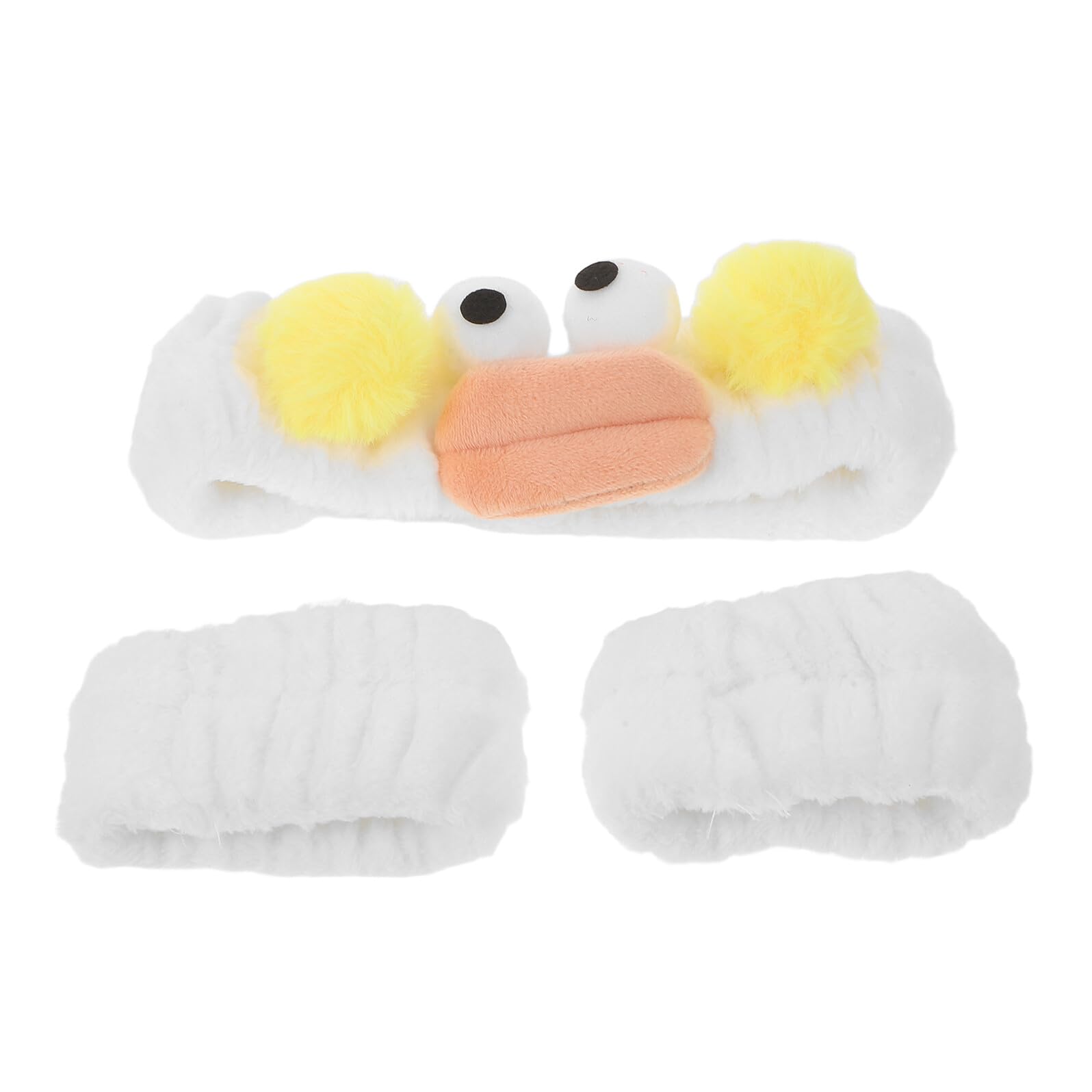 Plush Face Wash Hairband Set White Soft Skincare Headbands for Women Elastic Spa Head Wraps for Makeup Shower
