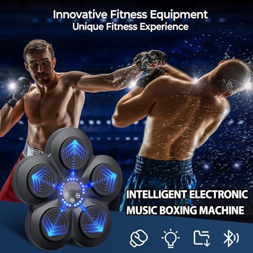 Music Boxing Machine,LED Bluetooth Musik Boxmaschine mit Handschuhe, 9-Gang-Einstellung und Mehrere Schlagmodi,Wandmontage, Musik Boxing Maschine Erwachsene,Boxen Kinder,Stressabbau